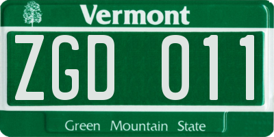 VT license plate ZGD011