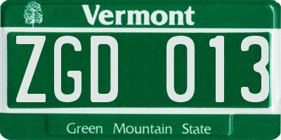 VT license plate ZGD013