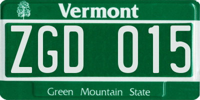 VT license plate ZGD015