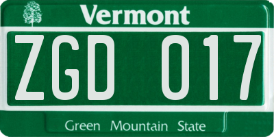 VT license plate ZGD017