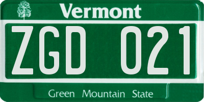 VT license plate ZGD021