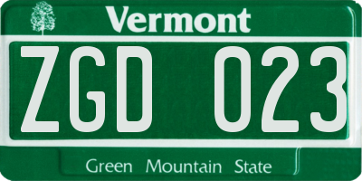 VT license plate ZGD023