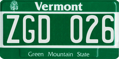 VT license plate ZGD026