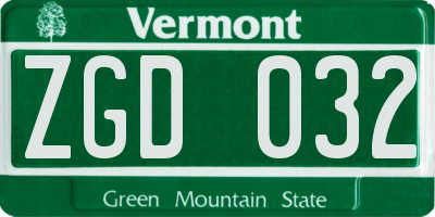 VT license plate ZGD032