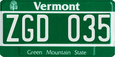 VT license plate ZGD035