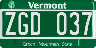VT license plate ZGD037