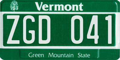 VT license plate ZGD041