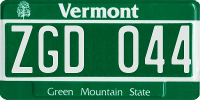 VT license plate ZGD044