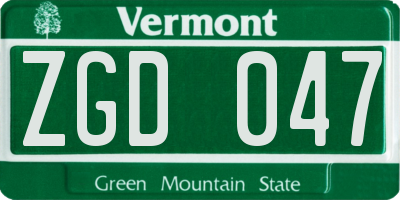 VT license plate ZGD047