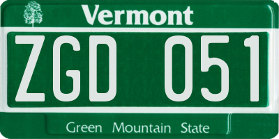 VT license plate ZGD051