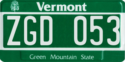 VT license plate ZGD053
