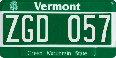 VT license plate ZGD057
