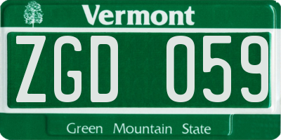 VT license plate ZGD059