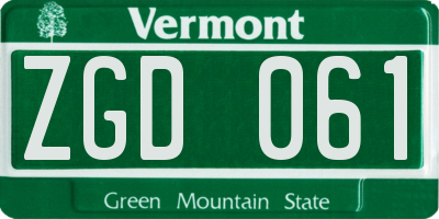 VT license plate ZGD061