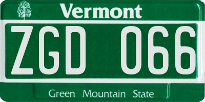 VT license plate ZGD066