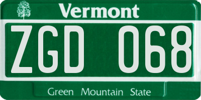 VT license plate ZGD068