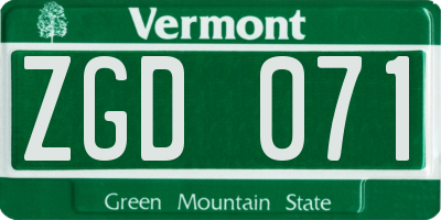 VT license plate ZGD071