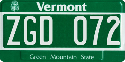 VT license plate ZGD072