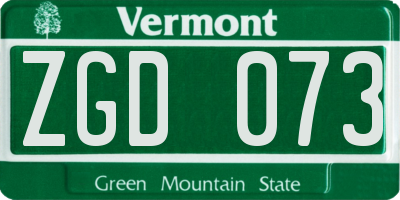 VT license plate ZGD073
