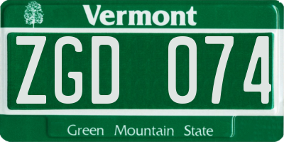 VT license plate ZGD074