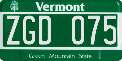 VT license plate ZGD075