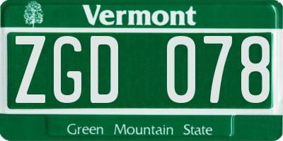 VT license plate ZGD078