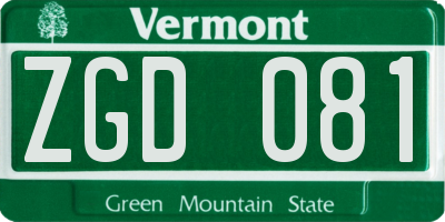 VT license plate ZGD081