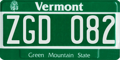 VT license plate ZGD082