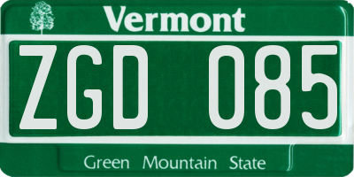 VT license plate ZGD085