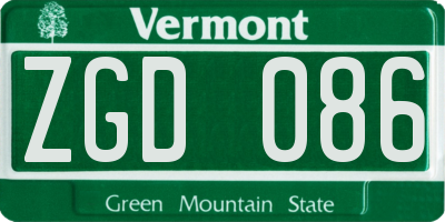 VT license plate ZGD086