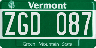VT license plate ZGD087