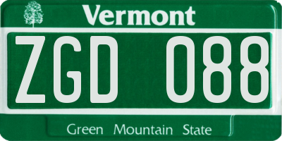 VT license plate ZGD088