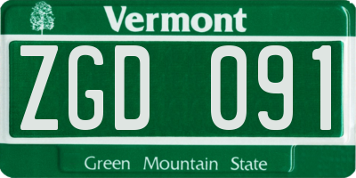 VT license plate ZGD091