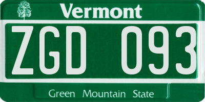 VT license plate ZGD093