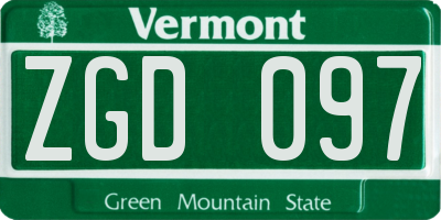 VT license plate ZGD097