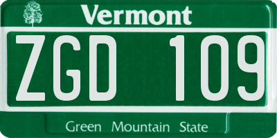 VT license plate ZGD109
