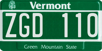 VT license plate ZGD110