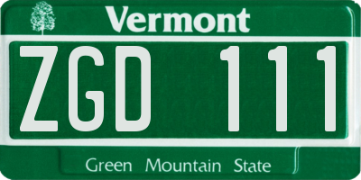 VT license plate ZGD111