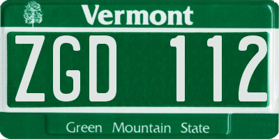VT license plate ZGD112