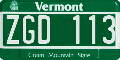 VT license plate ZGD113