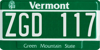 VT license plate ZGD117