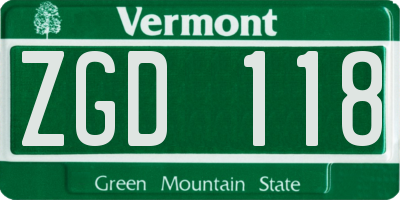 VT license plate ZGD118