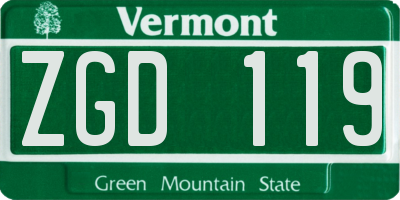 VT license plate ZGD119