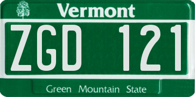 VT license plate ZGD121