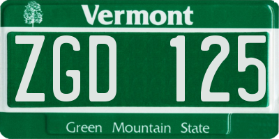 VT license plate ZGD125