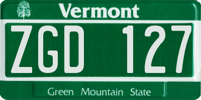 VT license plate ZGD127