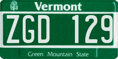 VT license plate ZGD129