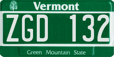 VT license plate ZGD132