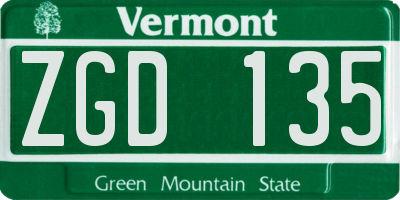 VT license plate ZGD135