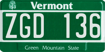 VT license plate ZGD136